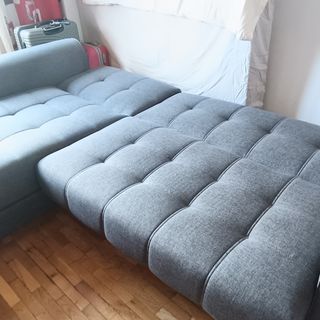 Sofá chaise longue gris - tela