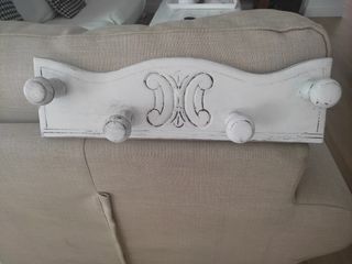 Perchero madera blanco vintage
