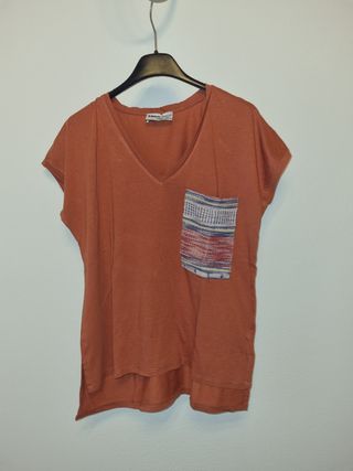 Maglia Zara marrone maniche corte