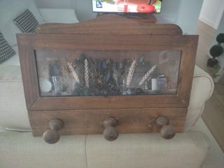 Perchero madera vintage con 3 ganchos