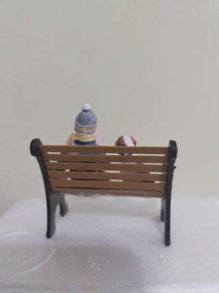 Figuras Niño y Perro Banco Navidad