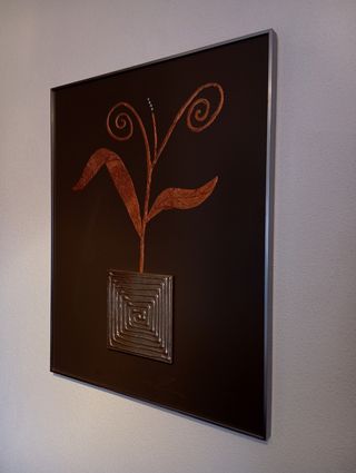 Cuadro planta decorativo marrón plata