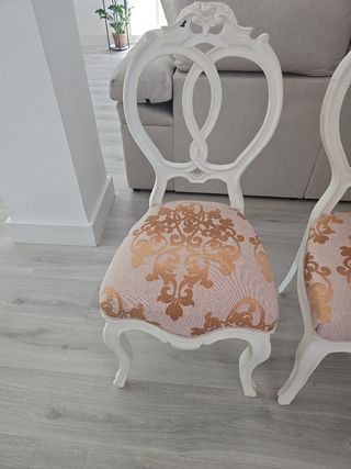 Lote 4 Sillas Comedor Blancas Estilo Luis XV