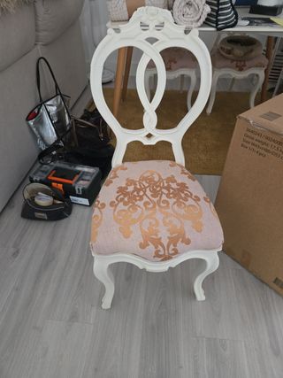Lote 4 Sillas Comedor Blancas Estilo Luis XV