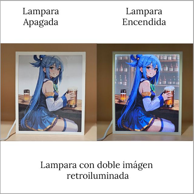 Lampara retroiluminada de doble imagen anime manga