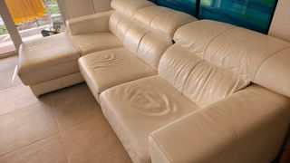 Sofá chaise longue piel blanco