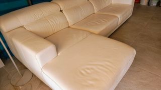 Sofá chaise longue piel blanco