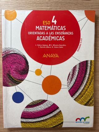 Matematicas academicas ANAYA 4ESO