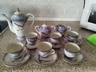 Juego café porcelana purpura