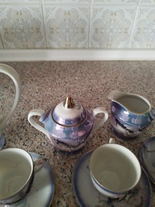 Juego café porcelana purpura