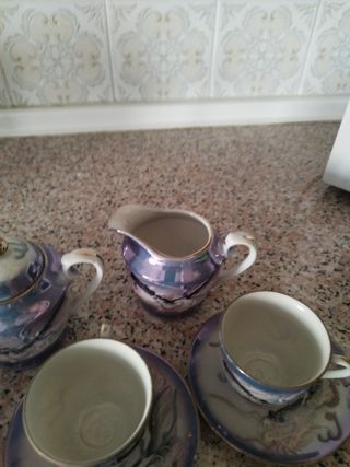 Juego café porcelana purpura