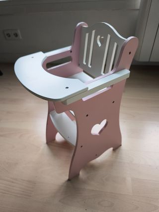 Silla alta bebé muñeca de madera