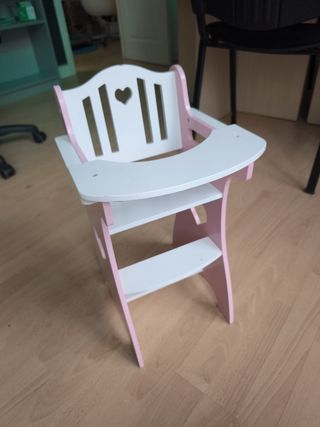 Silla alta bebé muñeca de madera