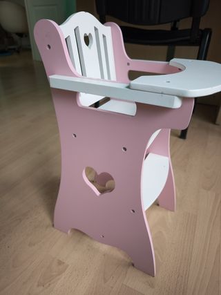 Silla alta bebé muñeca de madera