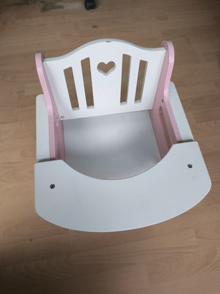 Silla alta bebé muñeca de madera