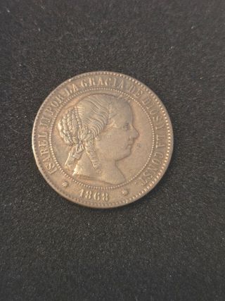 Moneda Isabel II – 5 Cént. d Escudo 1868 Barcelona