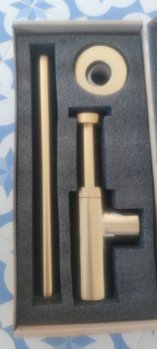 Sifón de lavabo oro cepillado