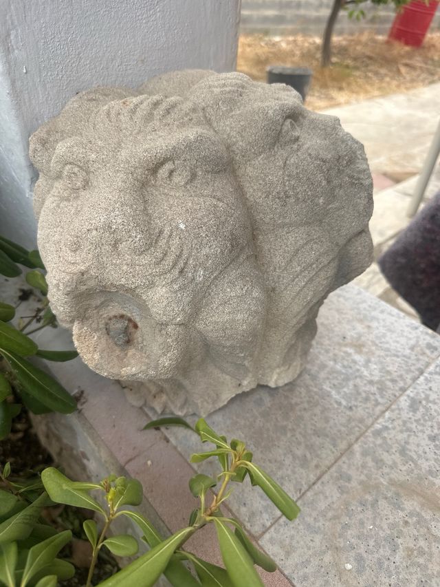 Cabeza de león piedra antigua