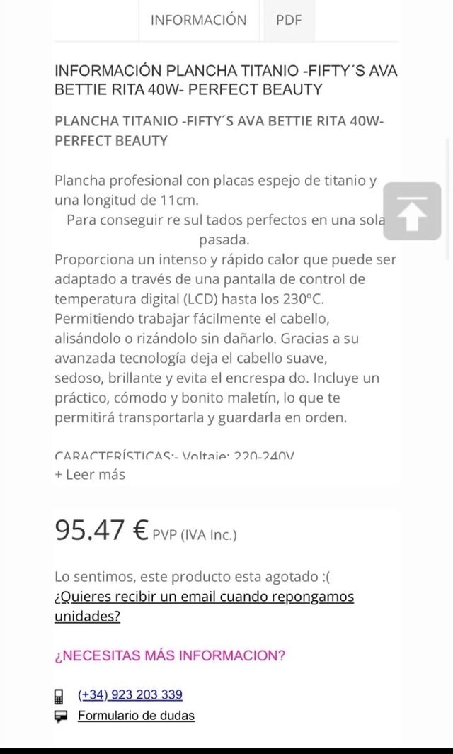 Plancha pelo fifty's Bette rosa