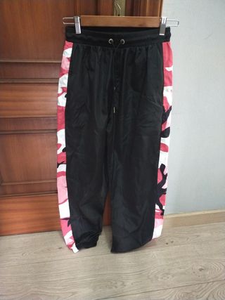 Pantalones chándal negros|rosa