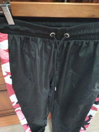 Pantalones chándal negros|rosa