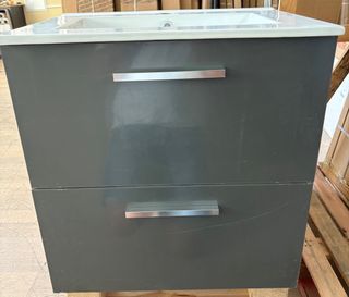 Mueble baño Antracita 60cm + lavabo cerámico 61x46