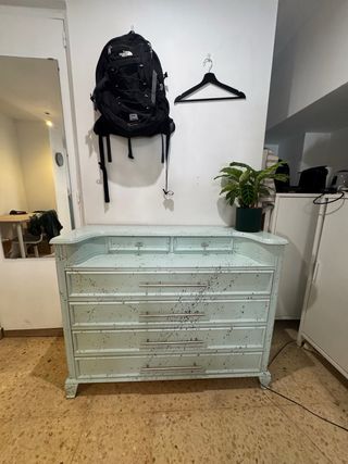 Cómoda antigua restaurada - azul y blanco