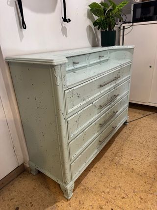 Cómoda antigua restaurada - azul y blanco