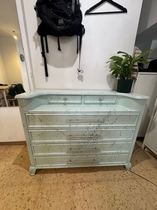 Cómoda antigua restaurada - azul y blanco