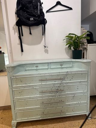 Cómoda antigua restaurada - azul y blanco