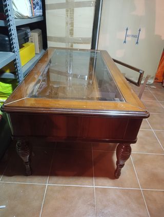 Mesa centro madera cristal