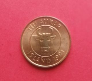 Moneda Islandia 10 aurar de 1981