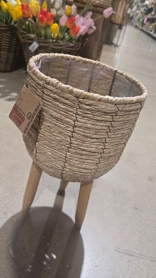 Maceta / macetero / cesto de mimbre 25x52cm