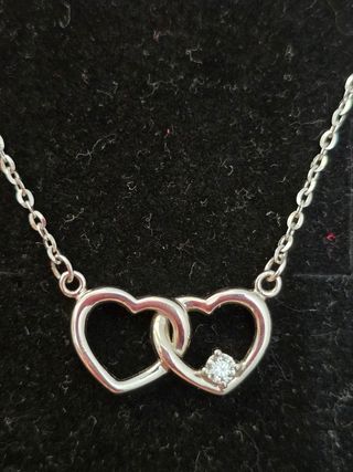 Collar 2 corazones plata 925