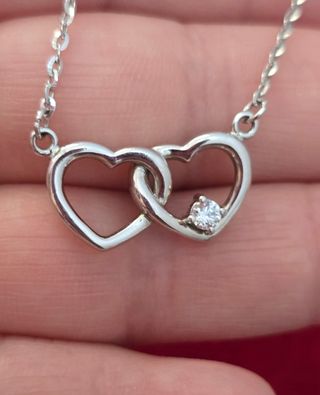 Collar 2 corazones plata 925