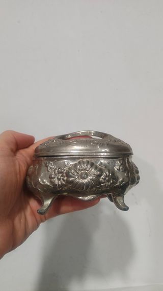 Antiguo joyero joyas francesa estaño zinc 1900