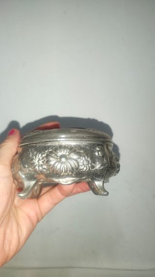 Antiguo joyero joyas francesa estaño zinc 1900