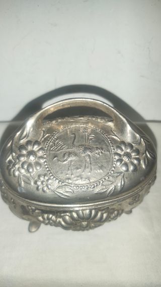 Antiguo joyero joyas francesa estaño zinc 1900