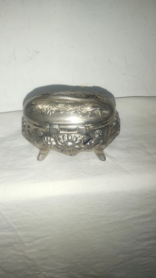 Antiguo joyero joyas francesa estaño zinc 1900