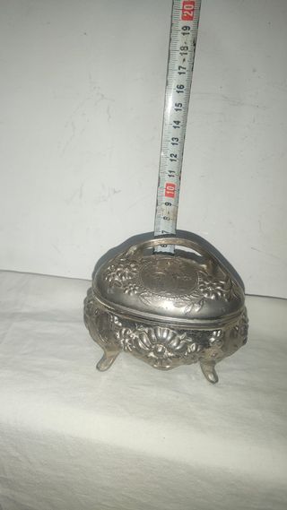 Antiguo joyero joyas francesa estaño zinc 1900