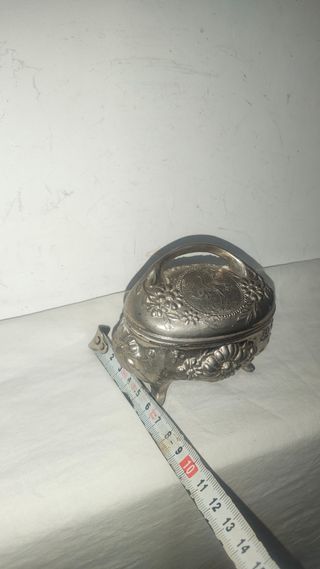Antiguo joyero joyas francesa estaño zinc 1900