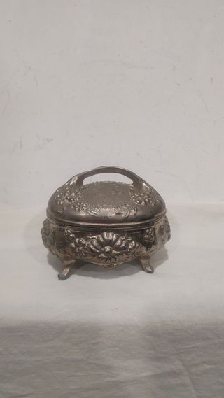 Antiguo joyero joyas francesa estaño zinc 1900