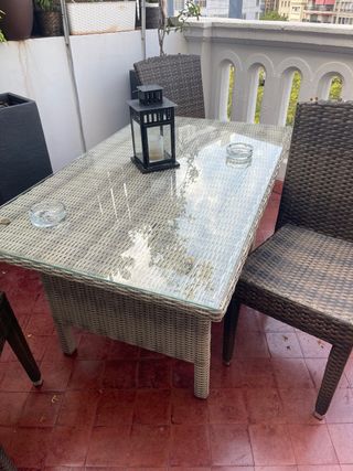 Mesa jardín mimbre 3 sillas