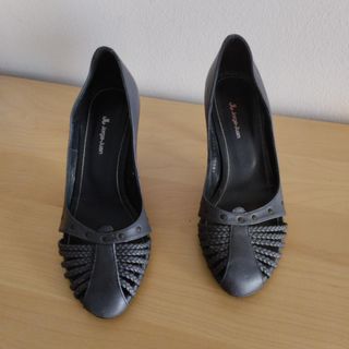 Zapatos mujer de piel azul - tacón alto