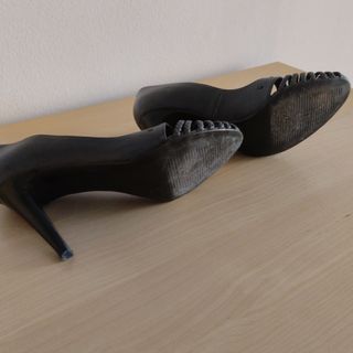 Zapatos mujer de piel azul - tacón alto