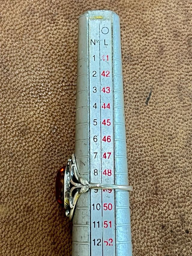 Anillo plata ámbar ovalado