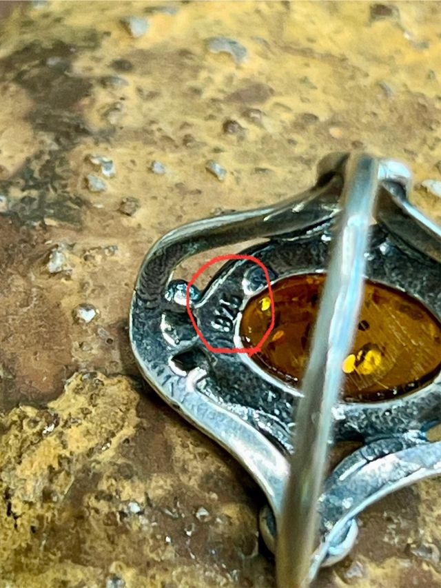 Anillo plata ámbar ovalado