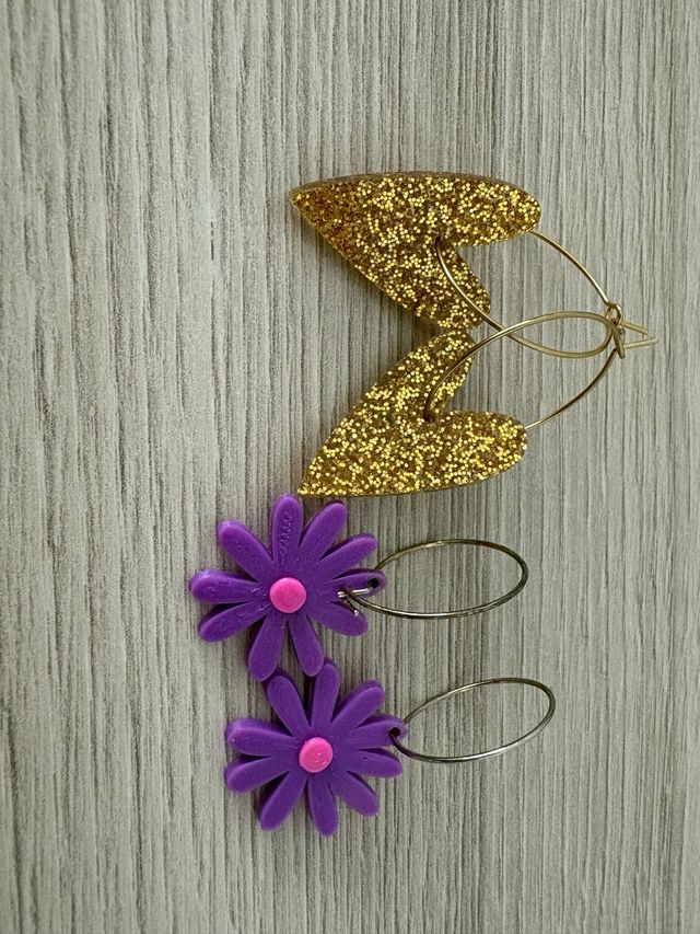 Pendientes VINUESA dorados y morados