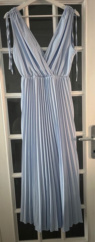 Vestito lungo plissettato azzurro