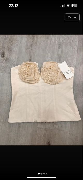Top palabra de honor Zara beige